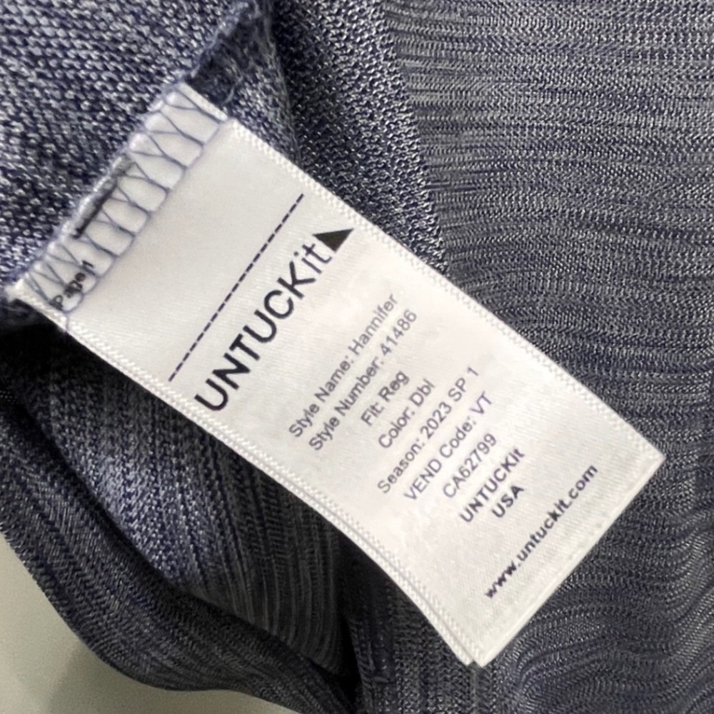 UNTUCKit Hannifer Polo Shirt Mens Large Blue Space Dye Heathered Short Sleeve - Picture 5 of 8
